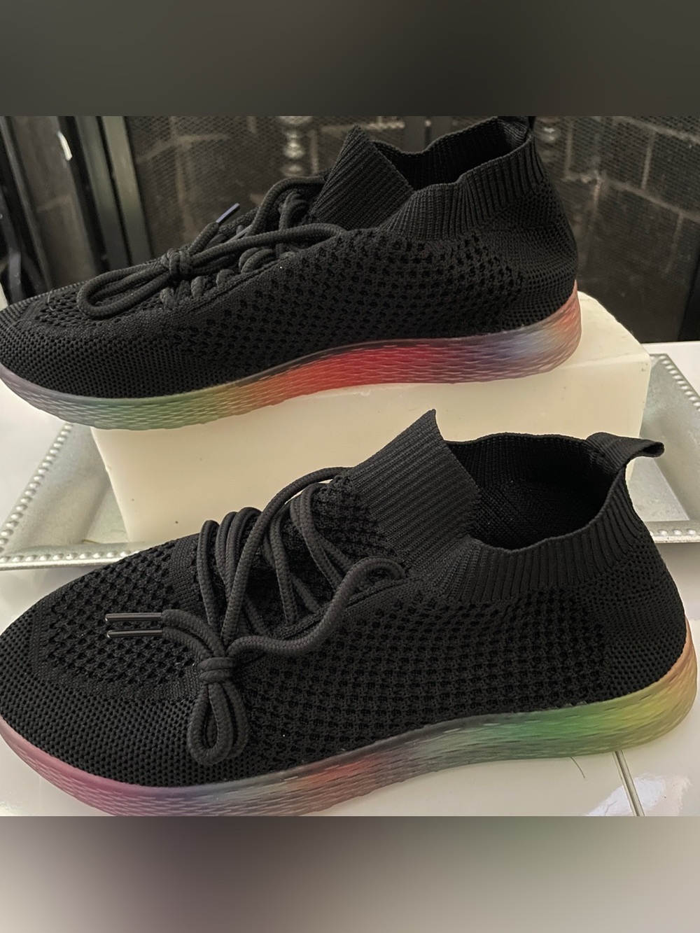 Taxi Women’s Black Knit Athletic Slip-On Sneakers